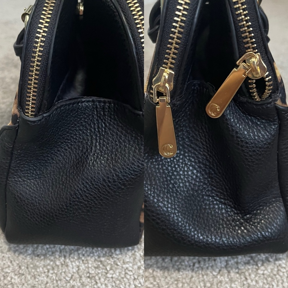 Animal print faux leather shoulder bag w/black interior - Picture 7 of 13